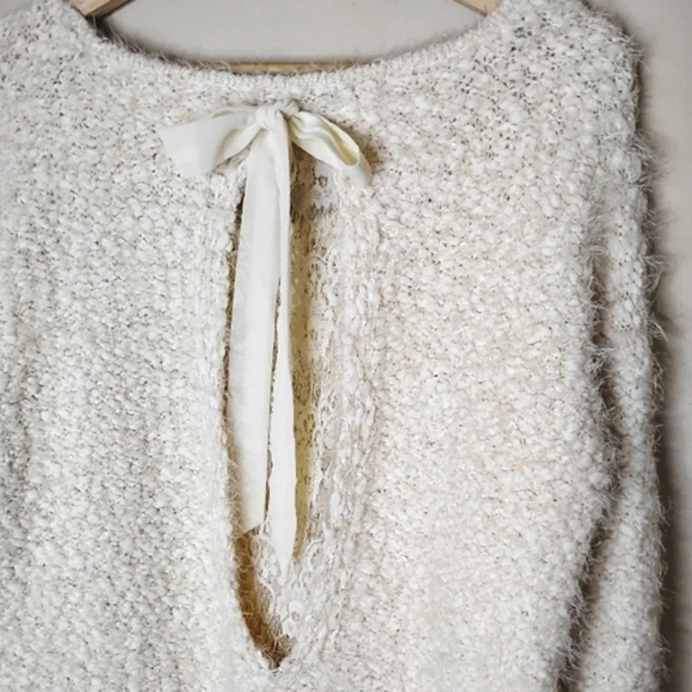 Anthropologie A'reve Longline Sweater Lace Hem